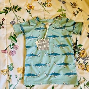 Kate Quinn Shark Print rashgaurd top 2y